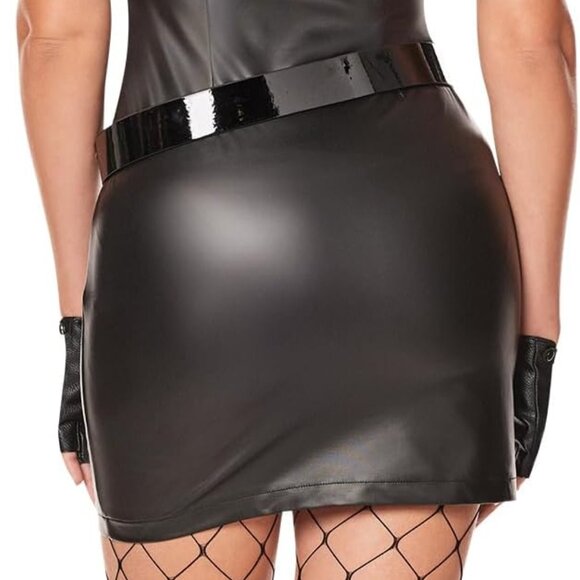 Halloween Criminal Catcher Dress Costume | Black Mini-Dress with Police Hat - Picture 2 of 3